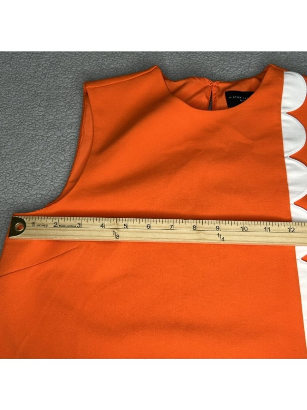 Victoria Beckham For Target Blouse Womens S Orange Scallop Hem Sleeveless Top - Picture 6 of 9